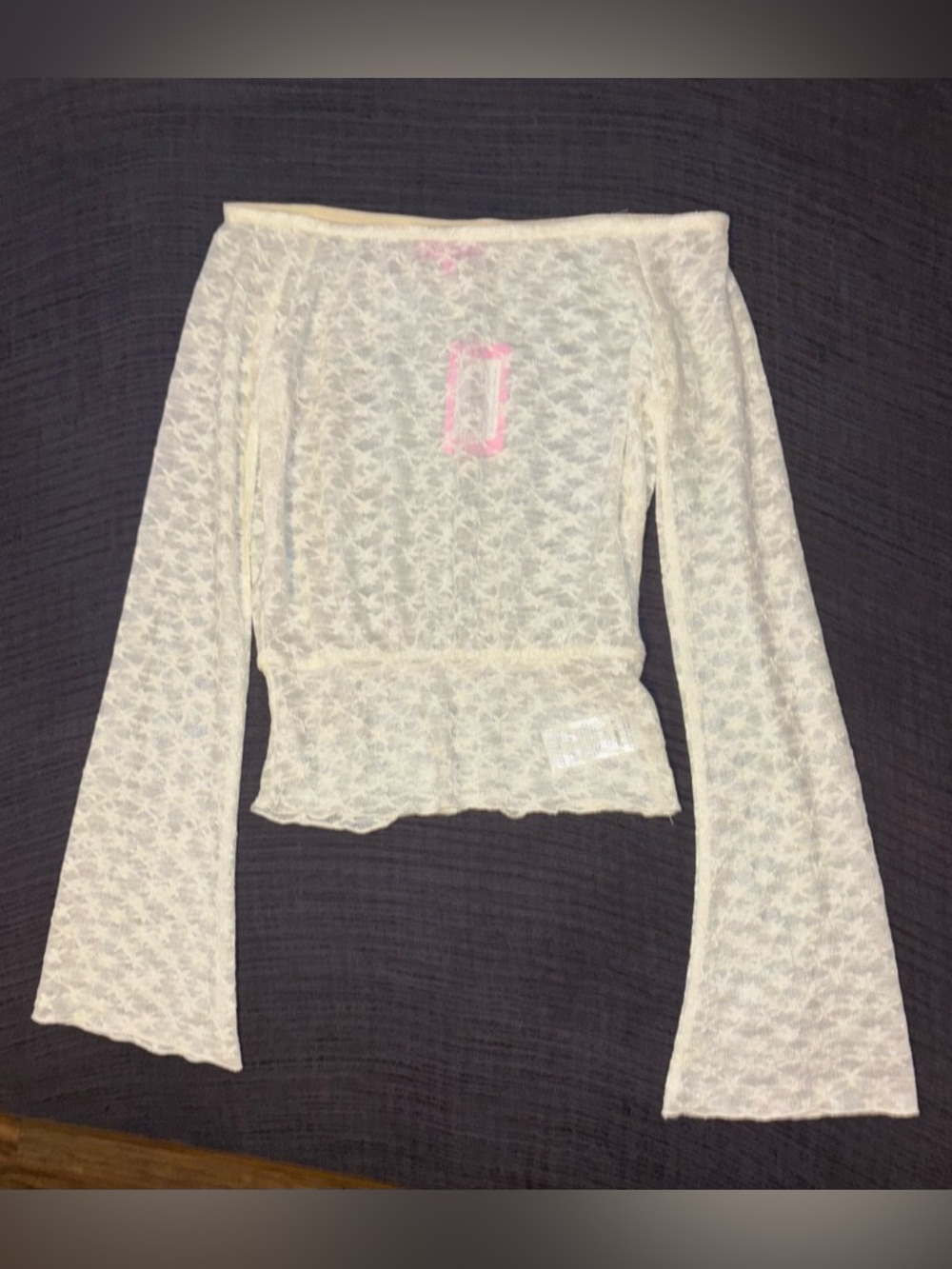 NWT Edikted Sheer Lace Off-Shoulder Top in Cream